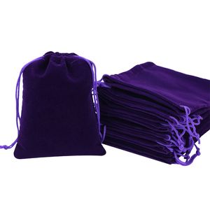 100Pcs cm Jewelry Packing Bags High Quality Soft Christmas Wedding Velvet Drawstring Gift bags Pouches Black Red Blue