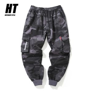 Hip Hop Cargo Pant Męskie Moda Joggers Casual Spodnie Streetwear Wstążki Multi Kieszonkowe Spodnie Wojskowe Mężczyźni Harem Spodnie Duży rozmiar 210723
