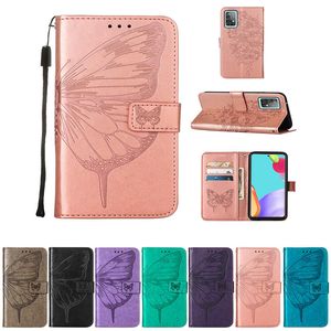 Imprint Leather Wallet Cases For Samsung Galaxy A82 A52 A72 A22 5G A32 4G A02 S21FE X cover 5 S21 PLUS MOTO G50 G10 G30 Edge S - G100 Butterfly Flower ID Card Slot Flip
