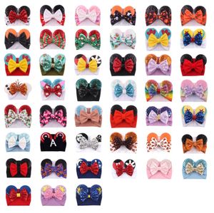 Cute Big Bow Wide Baby Girls Opaski Cekiną Mysz Dziewczyna Akcesoria do włosów 59 Kolory Wakacje Makeup Hairbands