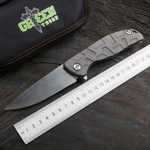 Green Thorns F95 Klappmesser, K110/D2 Klinge TC4 Titan Flachgriff Outdoor Camping Taschenfruchtmesser EDC Tooll