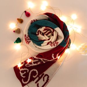 Women'S Christmas Gifts Elk Double-Sided Pattern Scarf Knitted Warm Accessories Men'S Fashion All-Match Scarf Holiday Girl Gift