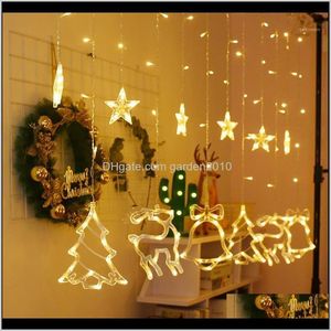 Dekoracje Elk Bell String Light LED do Home Wiszące Garland Choinki Decor Ornament Navidad Xmas Prezent Rok1 Yopew 4S5AQ