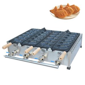 Gas Taiyaki Maker Fish Shaped Waffle Machine Baking Equipment 2 Plates/6 Fish