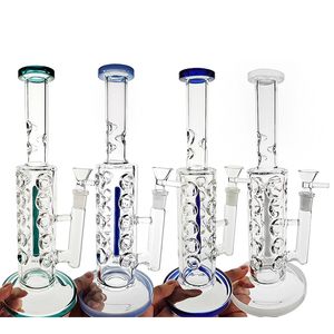 Hurtownie Szklane Bongs Rury Wodne Narokiełki Nagle Bong Black Oil Palnik Fab Disc Jajka Niebieski Różowy Tube Dab Rigs Wax Prysznic Inline Perc Ze Szklaną Miska WP2161