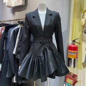 2021 Осенний новый корейский стиль модный шикарный костюм костюма юбка женская высокая холодная взрослая леди, как женщина бизнес носить олова платье