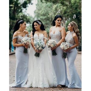 Halter Mermaid Lilac Bridesmaid Dresses Long Spets Appliqued Maid of Honor Prom Party Gowns Fashion Gästklänning 328 328