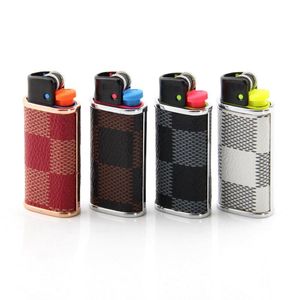 Latest Mini Colorful Smoking PU Leather Lighter Case Casing Shell Protection Sleeve Portable Innovative Design Dry Herb Tobacco Cigarette Holder DHL Free