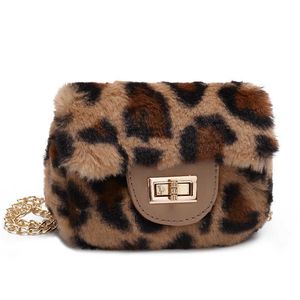 Bolsas de ombro de pelúcia para crianças, mensageira de jardim de infância, leopardo, bolsa transversal para meninas, bolsa de moedas fofa para bebê H0901