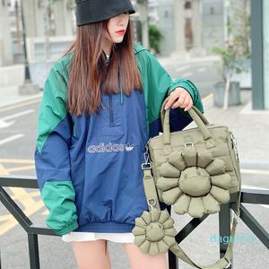 Fashion Exquisite Shopping Bag Portable Oxford Fabric flower Female Shoulder Bag Women Solid Color Square Commuter Handbag Trunk C0508