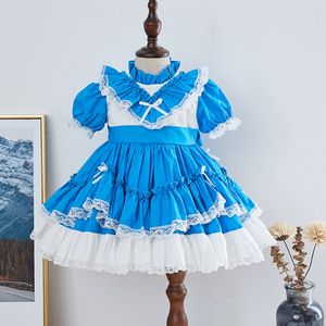 Neonate Manica Corta Colore Puro Abiti Bambini Estate Bambini Ragazza Principessa Abbigliamento 1-5 Anni 210429