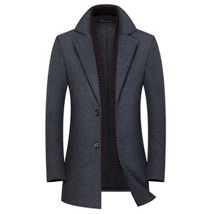 고품질 남성 긴 양모 코트 두꺼운 망 트렌치 코트 패션 망 모직 오버 코트 긴 재킷 겨울 스마트 캐주얼 오버 코트 211122