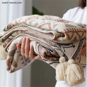 150 cm Cobertores de malha de lã cama macia berço carrinho de bebê tassel sherpa colete sofá de viagem lance 211105