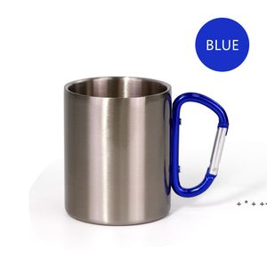 Süblimasyon kahve kupa ile karabina çift duvar taşınabilir açık içme fincan paslanmaz çelik su şişesi çok renkli LLE11956