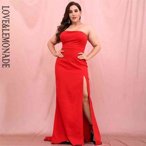 Wholesale red maxi fishtail dress for sale - Group buy PLUS SIZE Sexy Tube Top Red Whit Split Bodyocn Fishtail Maxi Dress LM81481 PLUS