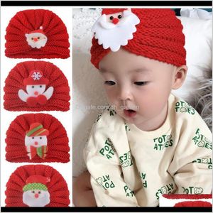 Opaski na głowę włosy biżuteria kropla dostawa stylów turban baby hat zima ciepły dziewiarska czapka czerwony kolor świąteczny dzianina niemowlę malucha dzieci fasola