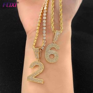 Custom Name Pendant Necklace Letters Numbers Diamond CZ Iced Out 925 Hip Hop Numbers Pendant
