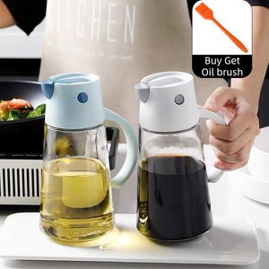 Dispenser di olio con coperchio aperto automaticamente Salsa creativa Bicchiere da forno Bottiglia di stoccaggio a prova di perdite Accessori per utensili da cucina per insalata