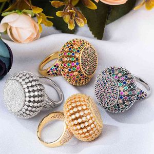 MissVikki Luxury Gorgeous Big Round Ball Ringar För Kvinnor Bröllop Kubik Zircon Förlovning Dubai Naija Bridal Finger Ring 2021