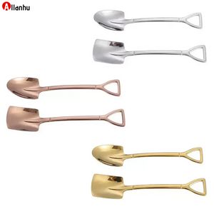 Coffee Spoon Cutlery Set 304 Stainless Steel Retro Iron Shovel Ice Cream Scoop Creative Spoons tea-spoon Fashion Tableware Wces