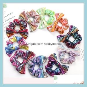 Ponnysvansar Hårsmycken 10 Färg Bowknot Hårband Huvudband Sequin Laser Streamer Slipsar Tjejer Elastisk Swallow Tail Ponytail Band Aessor