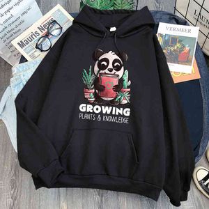 Män hoodies söta panda print hajuku lösa fleece kläder lösa casual sweatshirts hoodie mode manlig märkt hip hop streetwear h1227