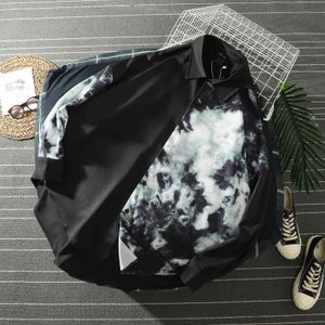 Patchwork Tie Dye Długim Rękawem Koszule Mężczyźni Moda Casual Streetwear Sukienka Koszula Płaszcze Hipster Topy Hip High Hight Street Camisas 210524