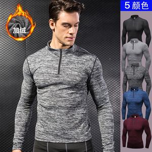 Brand Cothing Fitness Compression Shirt Men Winter warm Bodybuilding Long Sleeve T Shirt Pro Slim fit Tops Gyms Tight t-shirt 210421