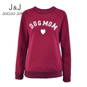 JOCOO JOLEE Moda Mektup Baskı Kadın Hoodies Kore Pop Streetwear O Boyun Pamuk Hoodies Sonbahar Kış Kazak Tişörtü 210518