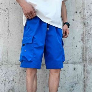 Plus Size Summer Blue Cargo Shorts Homens Streetwear Multi-bolsos Baggy Basculadoras Basculadoras Calças Masculinas Loose Casual 8xl 210713