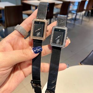 ファッションブランドの時計女性の女の子の長方形のクリスタルスタイルの鋼鉄金属バンドクォーツ腕時計Cha37