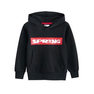 Spring Hooded Top Boys T Shirt Hoodies Casual Bomull Tshirt Långärmad Barnpojkar Toppar Sweatshirt Svart Barnkläder 210713