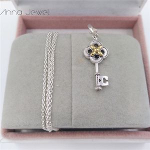 gioielli Collana Designer Pandora Valentine Key Flower Oro 14 carati Collana in argento sterling 925 Designer per donne set di ciondoli regali di compleanno 399339C01-70