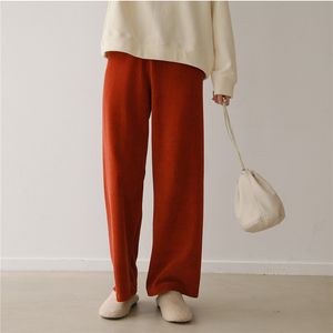 Люсивера осень низкая талия вельверы брюки для женщин Корейский повседневный свободные прямые брюки женщины оранжевые широкие ноги падает на ногу женщина 210521