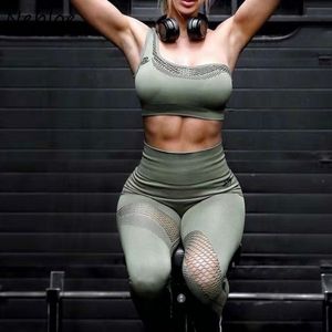 Neploe Yoga calça mulheres sem costura fitness sportswear mulher ginásio cangings acolchoado push-up starppy sutiário conjunto de esportes 1E559 210423