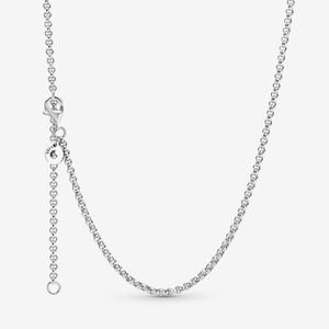 100% 925 Sterling Silver Rolo Chain Colar Fit Pingentes Europeus e Encantos Belas Jóias De Casamento Presente