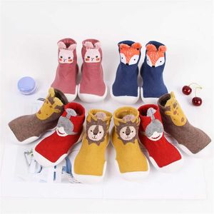 Toddler Baby Knitted Leopard Floor Socks Shoes with Rubber Soles Infant Anti-slip Indoor Socks born Spring Summer Autumn 211028