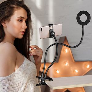 Fotostudio Selfie LED Ringlampa med mobiltelefon Mobilhållare Live Stream Makeup Photography Camera Lampa för iPhone Android Beauty