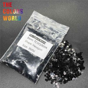 TCM1000A Black Color Metallic Luster Hexagon Shape Glitter Nail Art Decoration Makeup Body Paint Henna Tattoo Handwork DIY