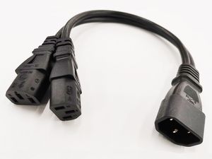 Kort nätadapterkabel, singel IEC 320 C14 Man till Dual C13 Kvinna Y-typ splitterkabel ca 25 cm / 5pcs