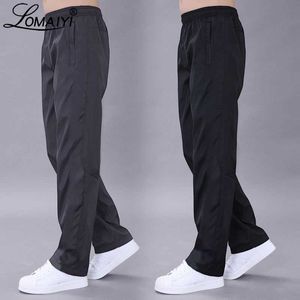 Lomaiyi plus size 6xl calças casuais homens primavera / calças de outono homens respirável calças secas rápidas masculino solta calças pretas am411 y0927