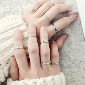 10PCs Mode Einfache Ring Für Frauen Vintage Dünne Dünne Joint Ringe Sets Frau Finger Schmuck