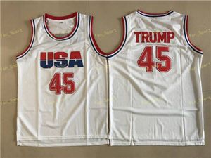 Mens Donald Trump Movie Basketbal Jersey USA Dream Team One Mode Stitched Basketball Shirts Wit Drop Ship