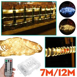 7/12M Strip Lights 8-mode Solar Hose Copper Wire Lamp Outdoor Waterproof LED Marquee Fence Balcony Garden Decoration - 7M White Light