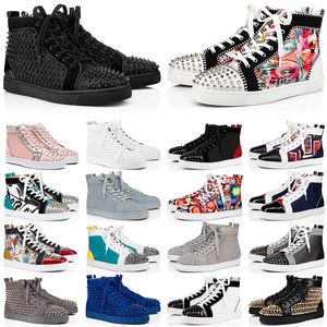 Wholesale white red bottoms for men for sale - Group buy men women red bottoms sneakers designer casual shoes high top spikes black white grey blue pink patent leather suede mens flats trainers size