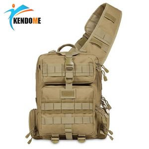 Mew Single Belt Outdoor Taktischer Rucksack 600D Wasserdichte Armee Schulter Militärtasche für Jagd Camping Molle Sporttasche Q0721