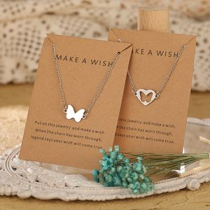 Friendship Couples Metal alloy 2pcs/set Love Heart Butterfly Sisters best friends necklace Women Man Lucky Wish Jewelry