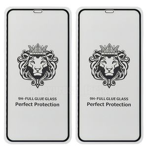 Protetor de tela para iPhone 14 Pro Max 13 Mini 12 11 XS XR X 8 7 6 Plus SE Lion Vidro temperado Cola completa Curvo 9H Film Guard Protective Premium Cover Shield