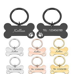 Pet ID Tag Prevent Loss Dog ID Card Name Tel for Cat Puppy Tag Pendant Keyring Bone Pet Accessories