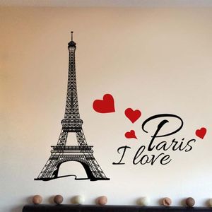 Wall Stickers DIY Bedroom Office Vinyls Inspirational Quotes I Love Paris Art Sticker Motivational Decal Modern